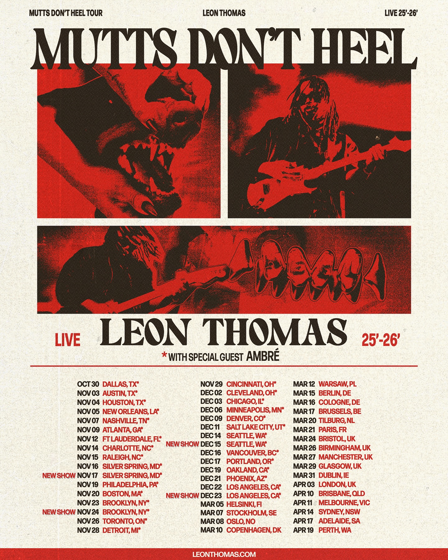 Leon Thomas Mutts Dont Heel Tour Poster 2026